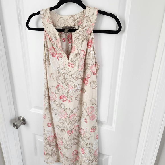 Tommy Bahama Women's Sleeveless Linen Tan Dress with Fan Shell Pattern Size XS - Picture 5 of 7
